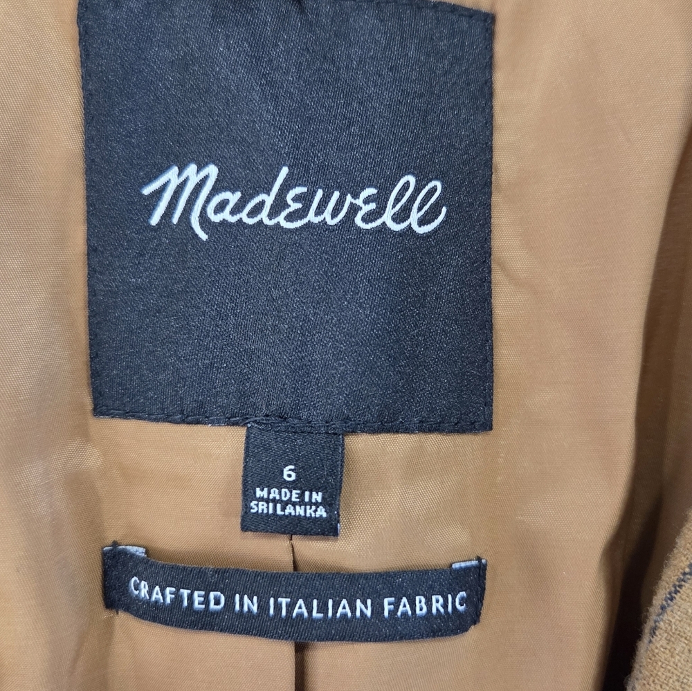 Madewell Oversized Blazer in Pinstripe Fallen Timber Padded Shoulders Size 6 - Picture 9 of 16